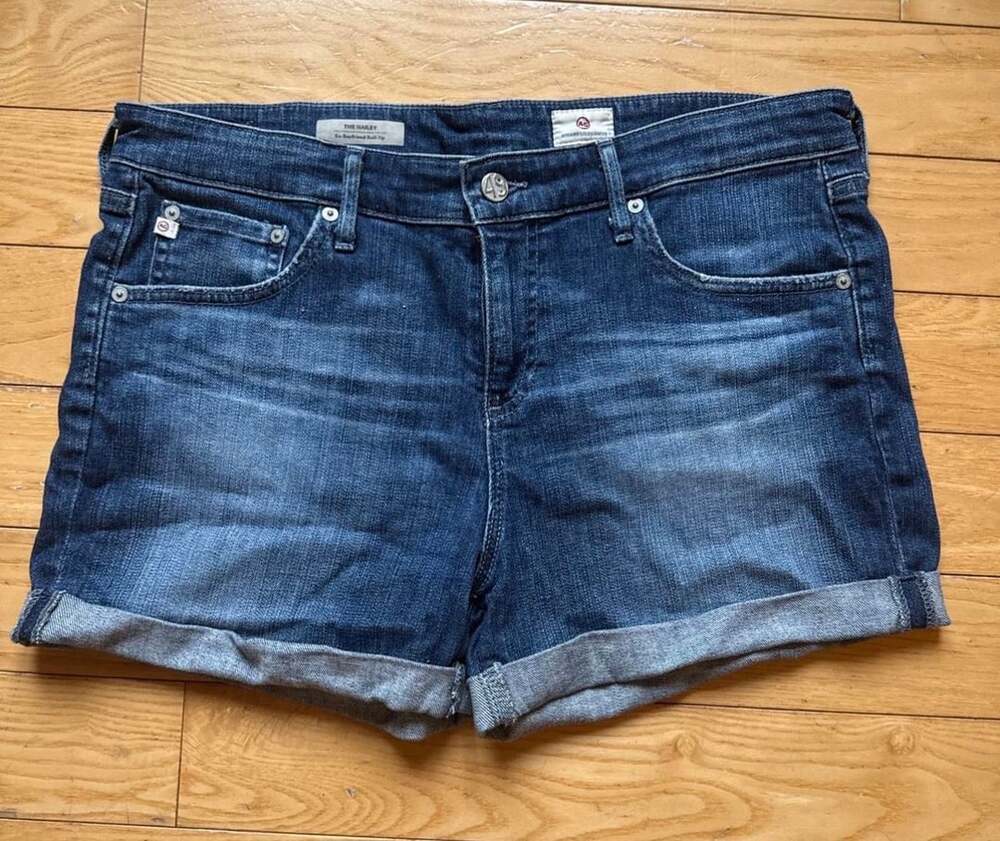 AG Adriano Goldschmied The Hailey Ex-Boyfriend Roll-Up Denim Shorts Size 32